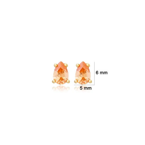 Citrine CZ Pear 925 Sterling Silver Earrings