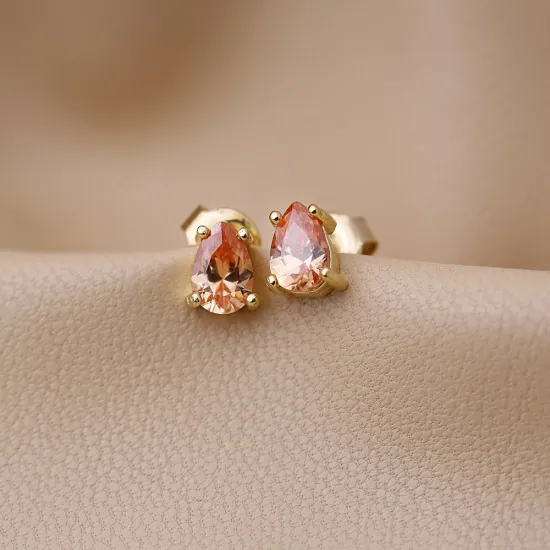Citrine Zircon Pear 925 Stud Earrings