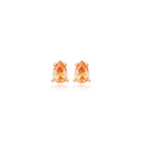 Citrine CZ Pear 925 Sterling Silver Earrings