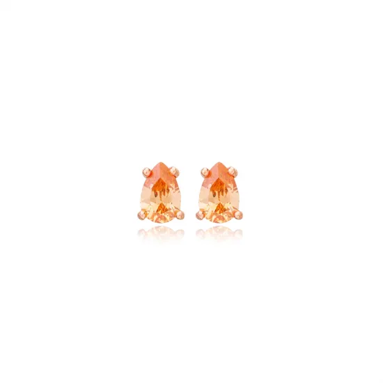 Citrine Zircon Pear 925 Stud Earrings