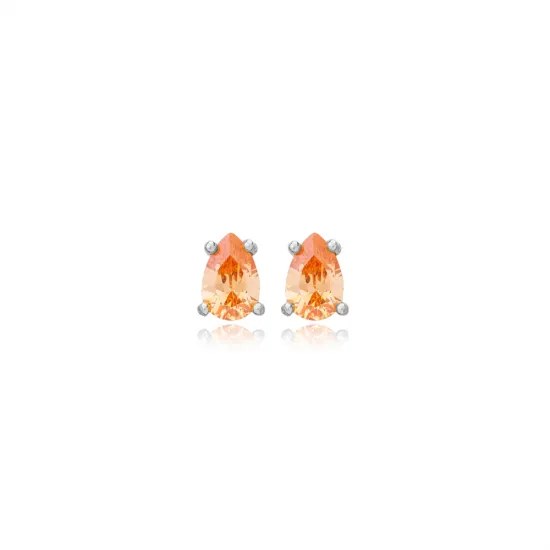 Citrine Zircon Pear 925 Stud Earrings