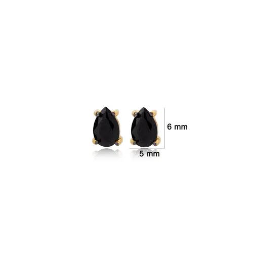 Black CZ Pear 925 Sterling Silver Earrings