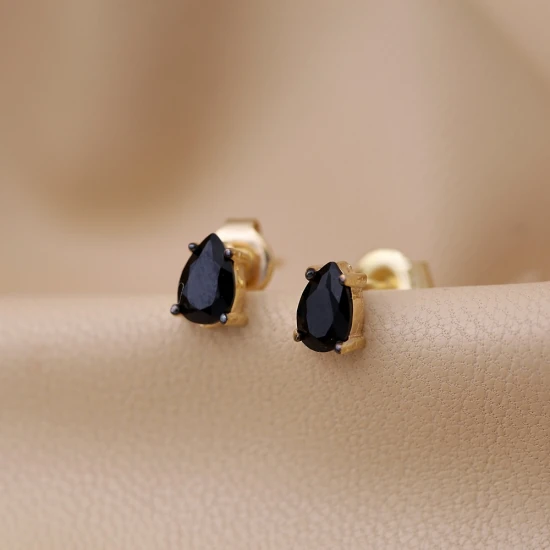 Black CZ Pear 925 Sterling Silver Earrings Black CZ Pear 925 Sterling Silver Earrings