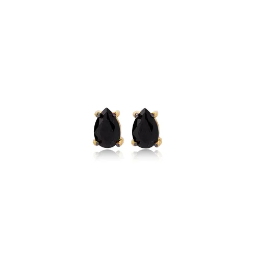 Black CZ Pear 925 Sterling Silver Earrings