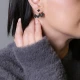 Clover Black CZ 925 Sterling Silver Earrings | 925 Sterling Silver Wholesale | Sade Silver Clover Black CZ 925 Sterling Silver Earrings - Sade 925 Silver Jewelry