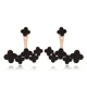 Clover Black CZ 925 Sterling Silver Earrings | 925 Sterling Silver Wholesale | Sade Silver Clover Black CZ 925 Sterling Silver Earrings - Sade 925 Silver Jewelry