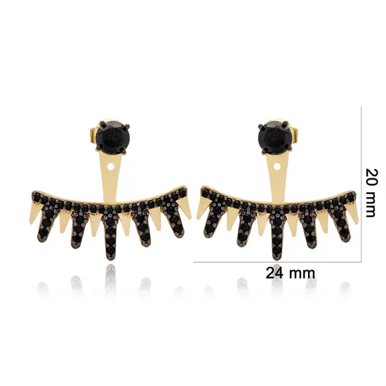 Round Cut Shiny Black CZ 925 Sterling Silver Earrings | 925 Sterling Silver Wholesale | Sade Silver Round Cut Shiny Black CZ 925 Sterling Silver Earrings - Sade 925 Silver Jewelry