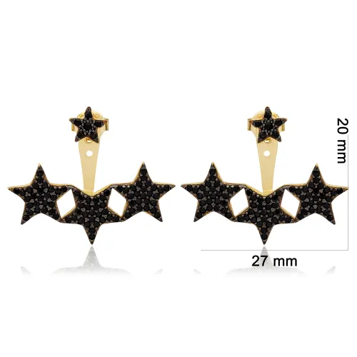 Star Black CZ 925 Sterling Silver Earrings