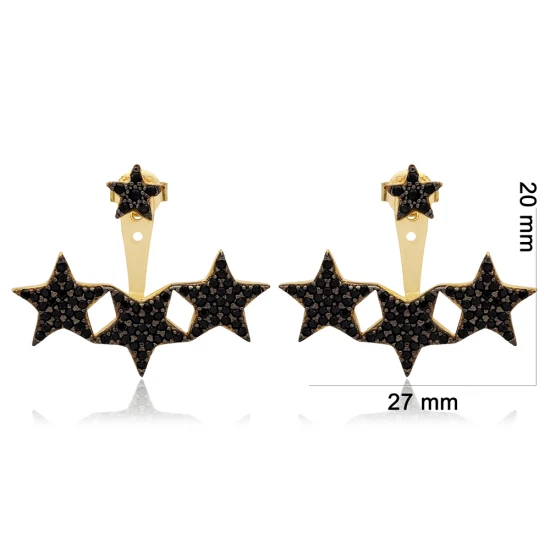 Star Black CZ 925 Sterling Silver Earrings