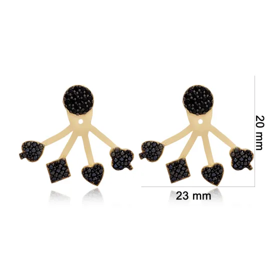Minimalist Black CZ Woman 925 Sterling Silver Earrings
