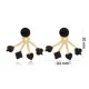 Minimalist Black CZ Woman 925 Sterling Silver Earrings