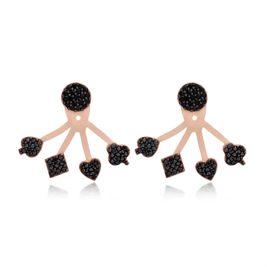 Minimalist Black CZ Woman 925 Sterling Silver Earrings