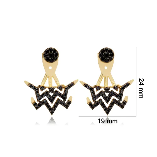 Minimalist Black CZ Woman Sterling Silver Earrings Minimalist Black CZ Woman Sterling Silver Earrings