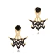 Minimalist Black CZ Woman Sterling Silver Earrings