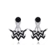 Minimalist Black CZ Woman Sterling Silver Earrings