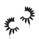 Half Round Black Wing 925 Sterling Silver Earrings