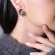 Half Round Black Wing 925 Sterling Silver Earrings