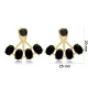 Oval Cut Black CZ 925 Sterling Silver Earrings