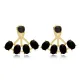 Oval Cut Black CZ 925 Sterling Silver Earrings