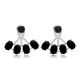 Oval Cut Black CZ 925 Sterling Silver Earrings