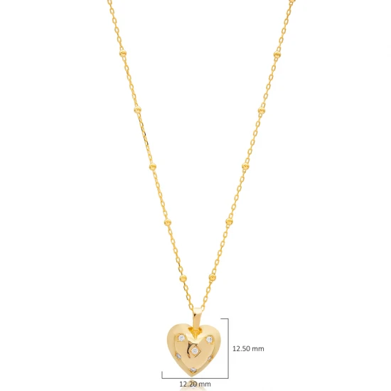 Ball Chain Heart 925 Sterling Silver Necklace