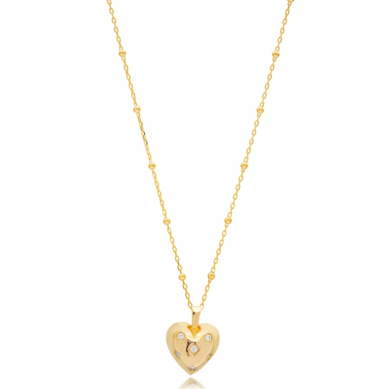 Ball Chain Heart 925 Sterling Silver Necklace