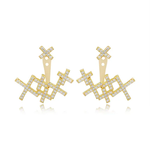 Turkish X Clear CZ 925 Sterling Silver Earrings