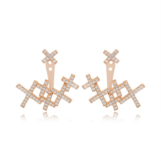 X Design Clear Zircon Ear Cuff Turkish Wholesale Handcrafted 925 Sterling Silver Jewelry Earrings X Design Clear Zircon Ear Cuff Turkish Wholesale Handcrafted 925 Sterling Silver Jewelry Earrings