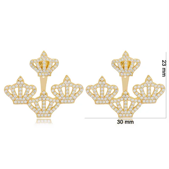 Handcrafted Crown 925 Sterling Silver Earrings Handcrafted Crown 925 Sterling Silver Earrings