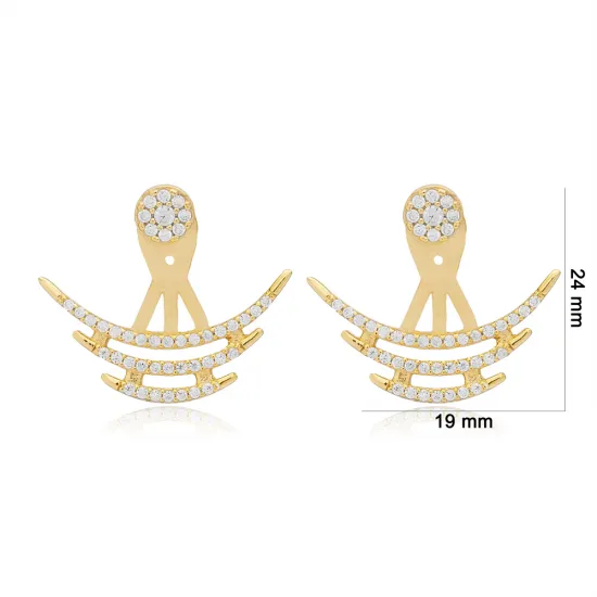 Clear Triple Arc CZ 925 Sterling Silver Ear Jackets