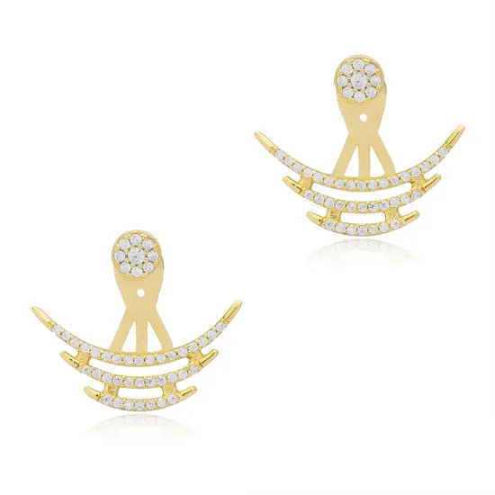Clear Triple Arc CZ 925 Sterling Silver Ear Jackets