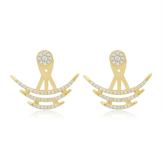 Clear Triple Arc CZ 925 Sterling Silver Ear Jackets