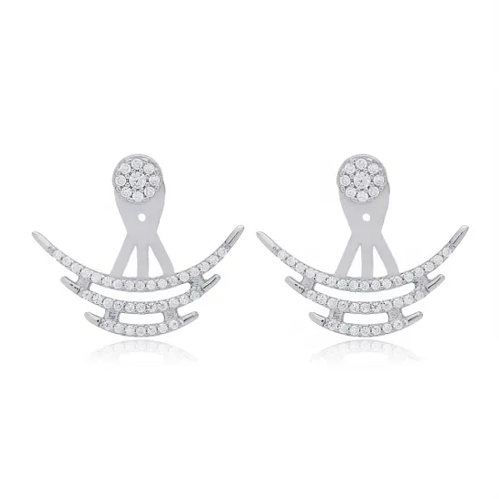 Clear Triple Arc CZ 925 Sterling Silver Ear Jackets