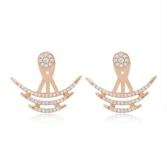 Clear Triple Arc CZ 925 Sterling Silver Ear Jackets