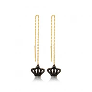 Crown Ear Thread Chain 925 Sterling Silver Earrings