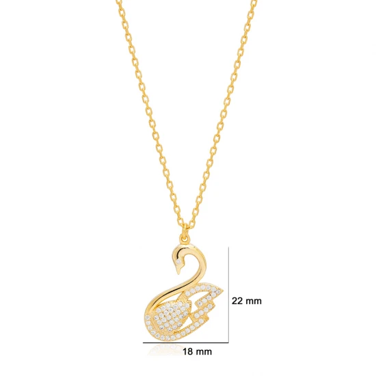 Swan Clear CZ 925 Sterling Silver Pendant - Sade 925 Silver Jewelry