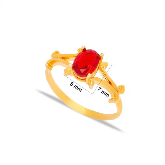 Oval Cut Garnet Stone Cluster Ring Turkish Handmade 22k Gold Wholesale 925 Sterling Silver Jewelry