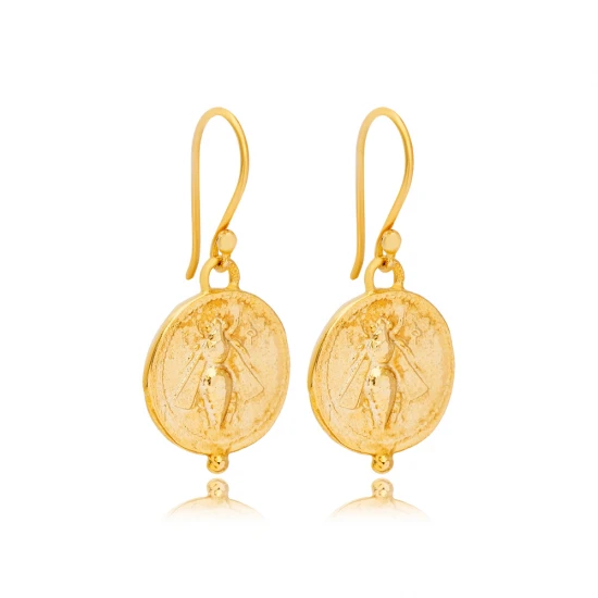Bee 22 Karat Gold Plated Vintage 925 Silver Earrings - Sade 925 Silver Jewelry
