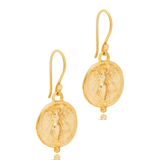 Bee 22 Karat Gold Plated Vintage 925 Silver Earrings - Sade 925 Silver Jewelry