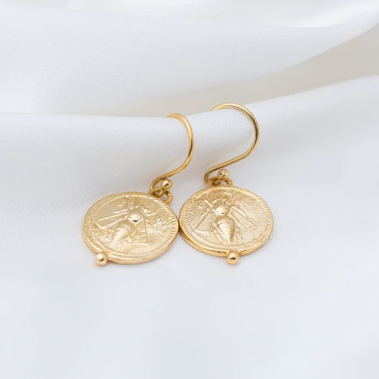 Bee 22 Karat Gold Plated Vintage 925 Silver Earrings - Sade 925 Silver Jewelry
