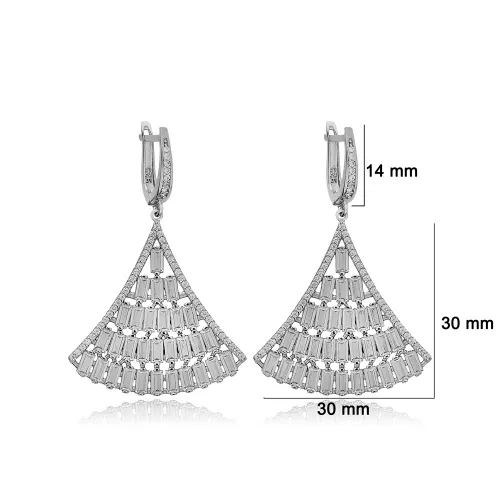 Shiny Baguette CZ Chandelier Sterling Silver Earrings Shiny Baguette CZ Chandelier Sterling Silver Earrings