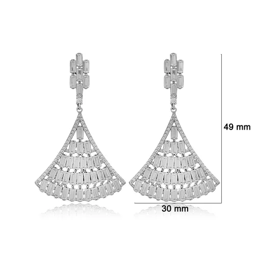 New Baguette CZ Chandelier 925 Sterling Silver Earrings New Baguette CZ Chandelier 925 Sterling Silver Earrings
