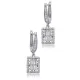 Geometric Rectangle Design Clear Zircon Stone Dangle Earrings 925 Sterling Silver Jewelry