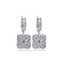 Geometric Square Clear CZ Dangle 925 Silver Earrings