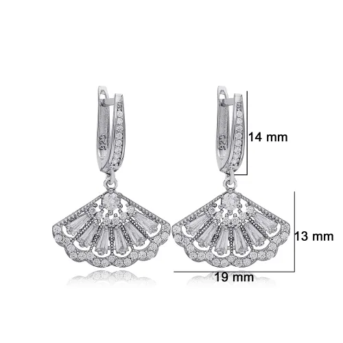 Seashell Shiny Tapered Baguette Dangle Silver Earrings Seashell Shiny Tapered Baguette Dangle Silver Earrings