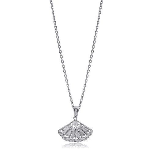 Turkish Seashell CZ 925 Sterling Silver Necklace