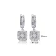 Square Geometric Round Cut CZ Dangle Silver Earrings Square Geometric Round Cut CZ Dangle Silver Earrings