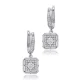 Square Geometric Round Cut CZ Dangle Silver Earrings Square Geometric Round Cut CZ Dangle Silver Earrings
