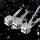 Square Geometric Round Cut CZ Dangle Silver Earrings Square Geometric Round Cut CZ Dangle Silver Earrings