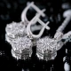 Round Cut Shiny Baguette Dangle 925 Silver Earrings Round Cut Shiny Baguette Dangle 925 Silver Earrings